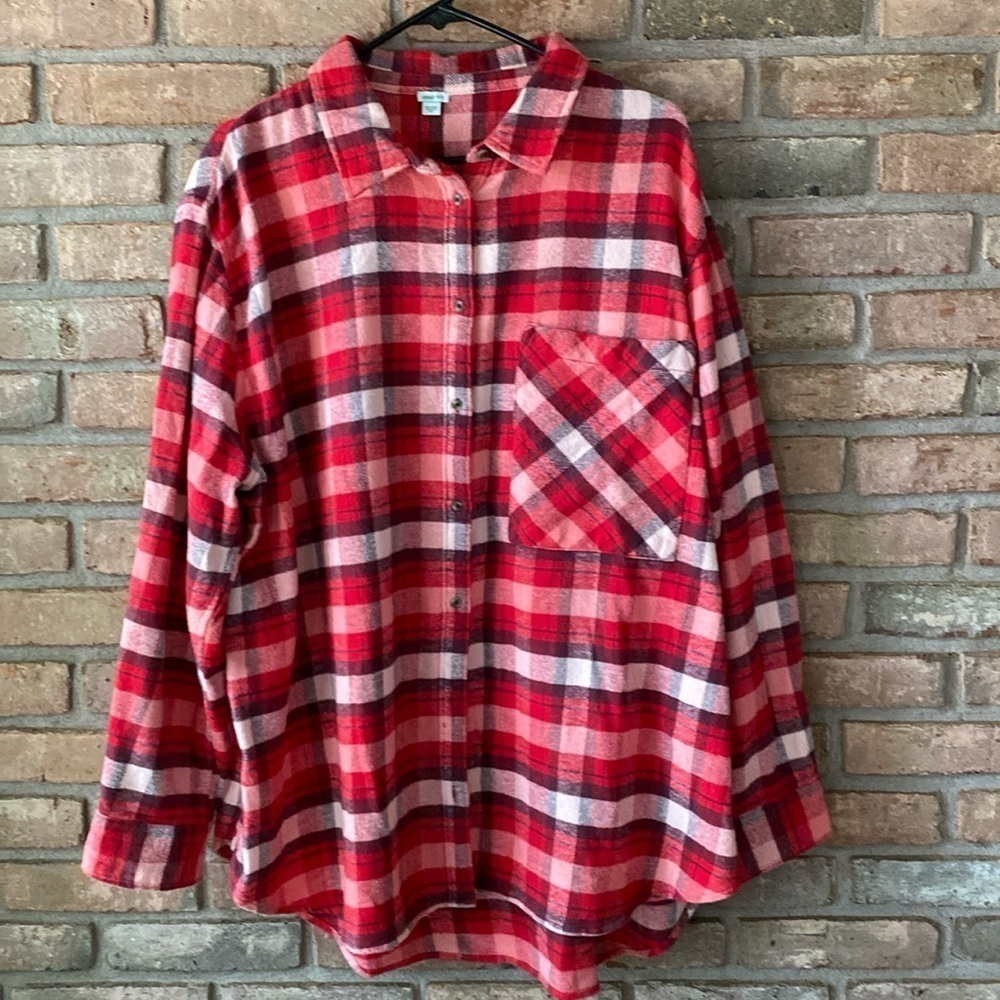 Aerie Hi Low Flannel Shacket XL EUC